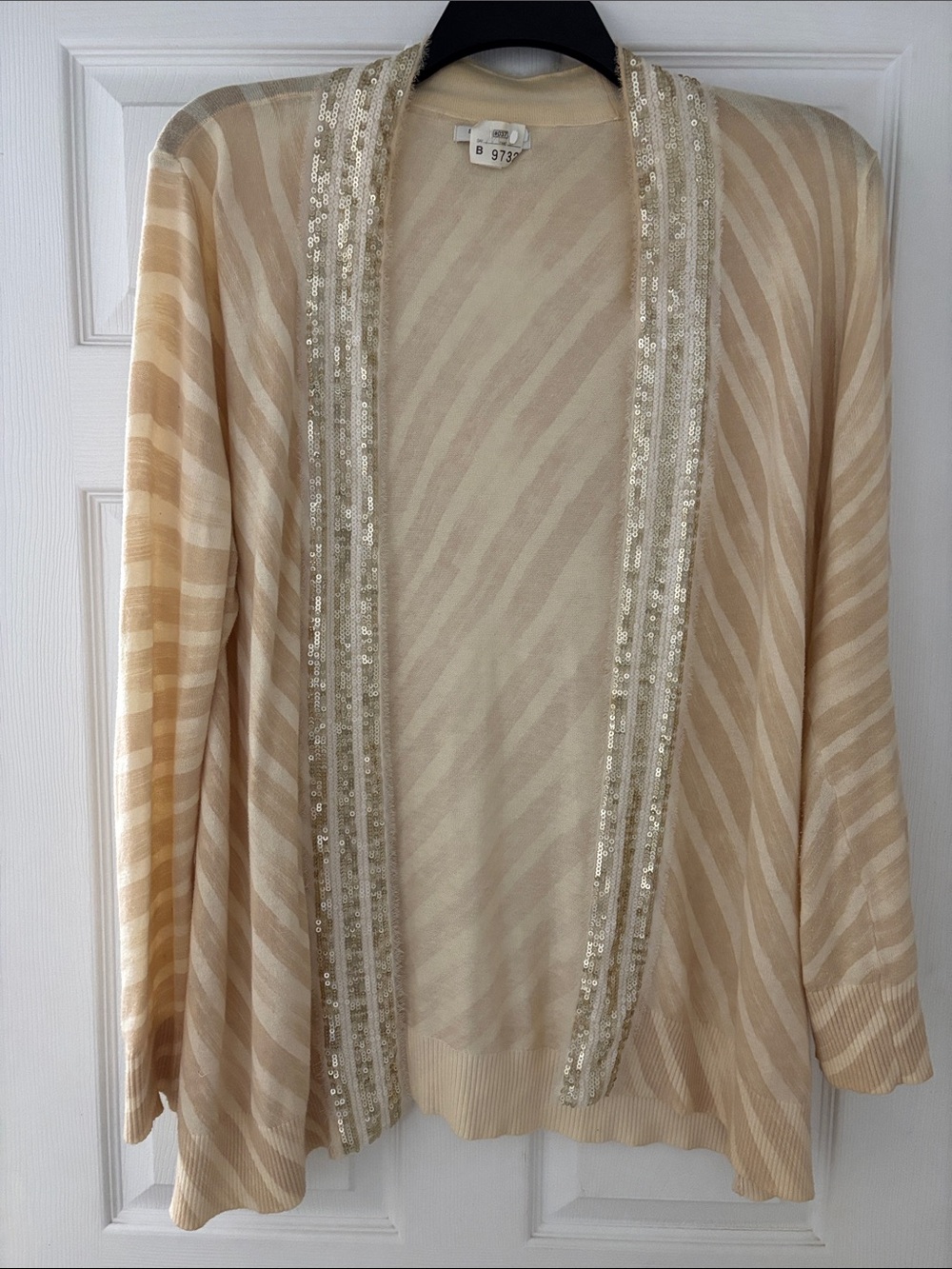 Banana Republic Beige Sequin Trim Open Cardigan Woman's XL